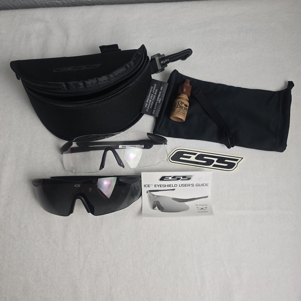 ESS ICE Eyeshield Ballistic Safety Clear Shooting Glasses & Sunglasses w/ Case
